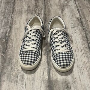 J Crew size 7.5 gingham Checkered Sneakers with White Laces